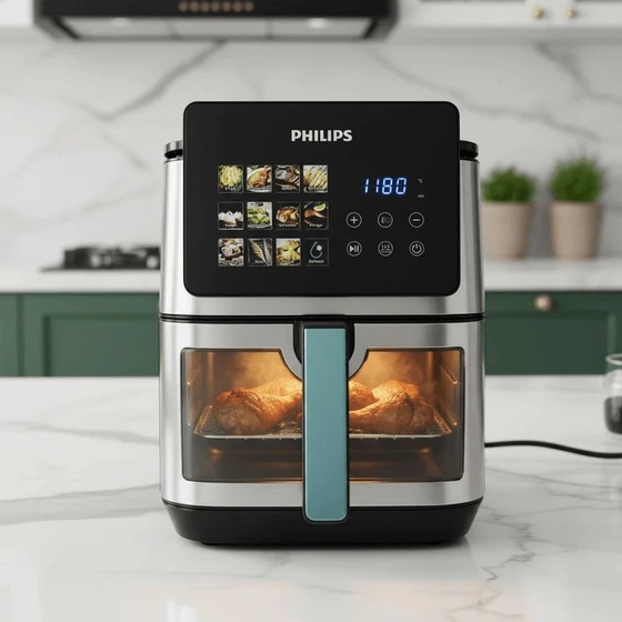 سرخ کن دوالمنت فیلیپس- ظرفیت 15 لیتری جلو پنجره ای مانیتور دار- قدرت 3500W وات- مدل PH-9276