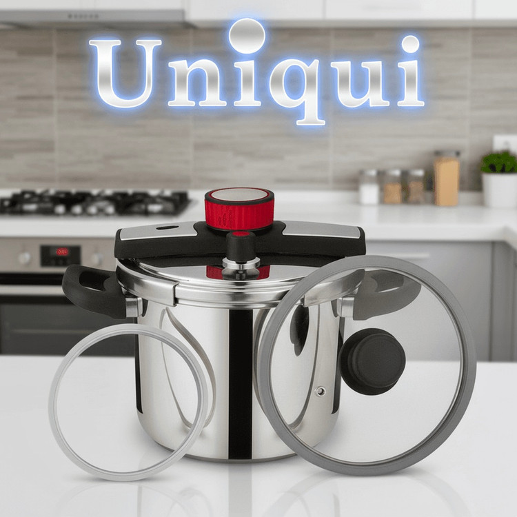 زود پز 5 لیتری یونیک- درب کلیپسی+درب شیشه ای- مدل UN-05