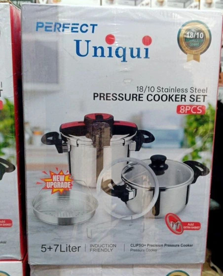 زودپز دوقلو یونیک PERFECT درب کلیپسی مخزن استاندارد 5و7 لیتر مدل Uniqui 7+5 استیل درجه یک 18/10